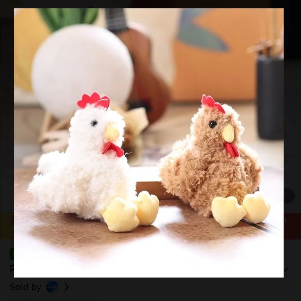 Fluffy Chicken Keychain - Bag Charm – Cute Farm Animal Purse Accessory - white